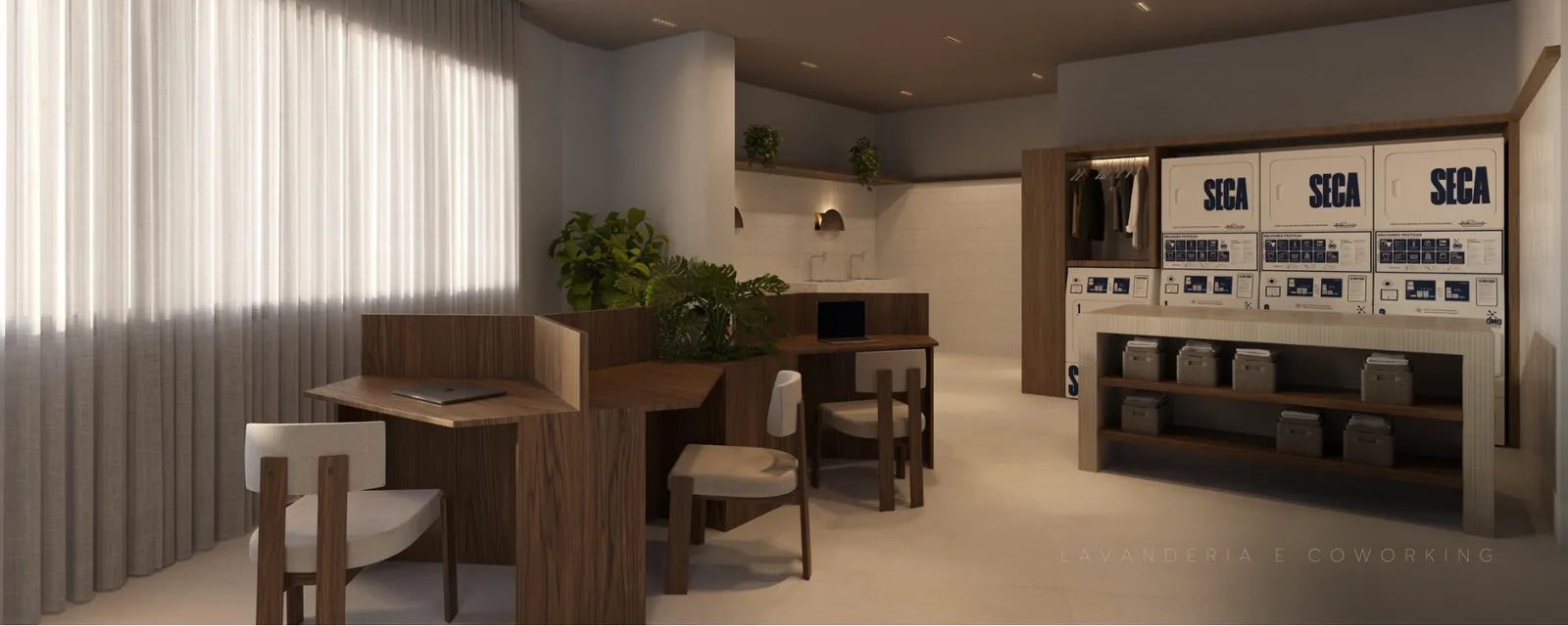 Lavanderia OMO com coworking